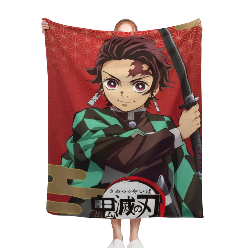 

Fluffy Baby Blanket Demon Slayer Kimetsu No Yaiba Sofa Camp Nap Bedspread Cozy Flannel Blanket Bedroom Decor