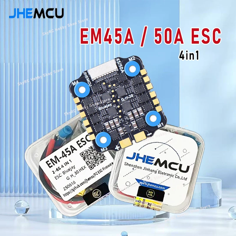 

JHEMCU EM45A / 50A 4in1 ESC 2-6S Lipo With Blue Jay Firmware Can Be Updated To BLHELI_S Firmware 20x20mm for RC FPV Drone Parts