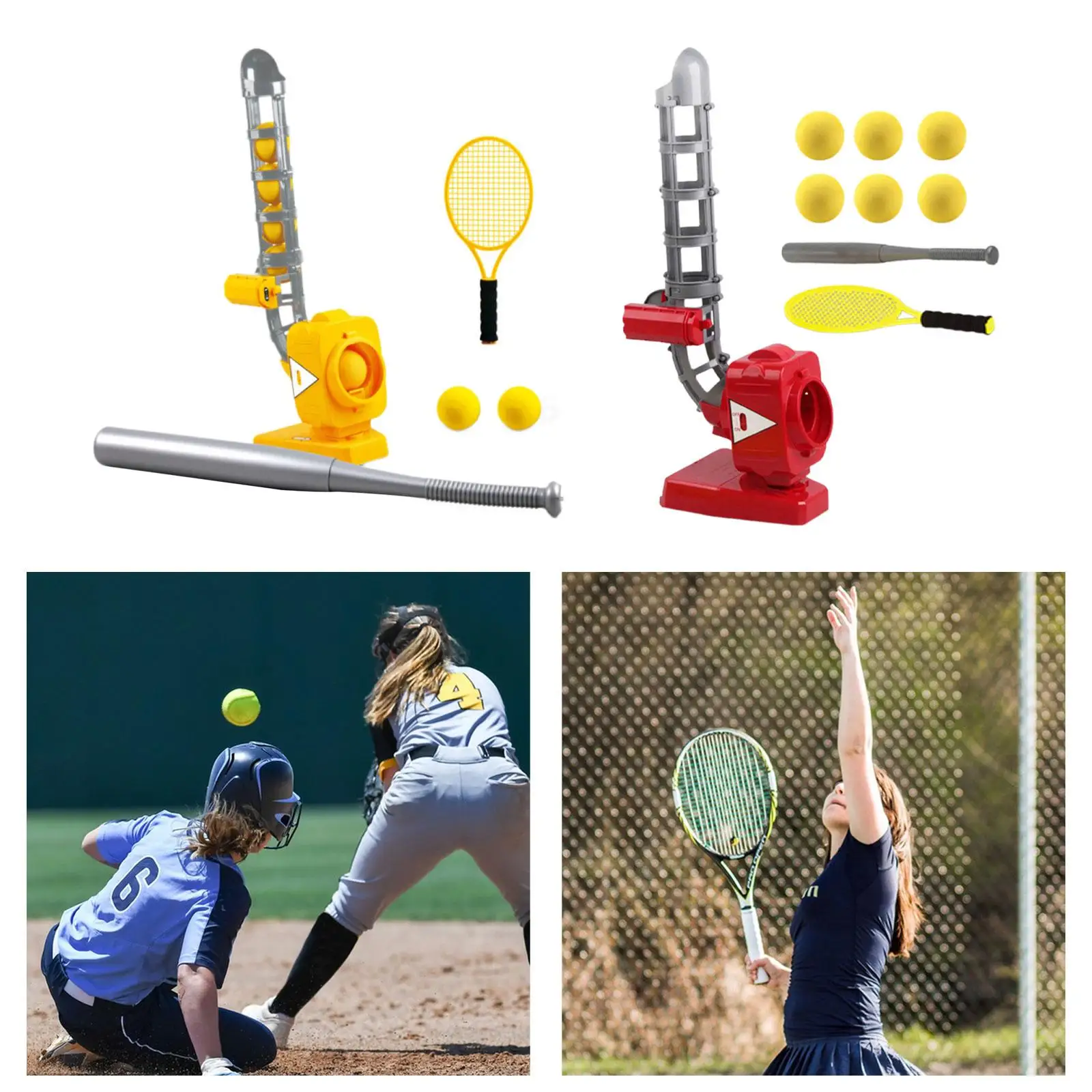 

Auto Baseball Pitching Machine Ball Launcher for Kids 4+ Children Girls Boys Red Training Equipment Batting Practice Toy for Tee