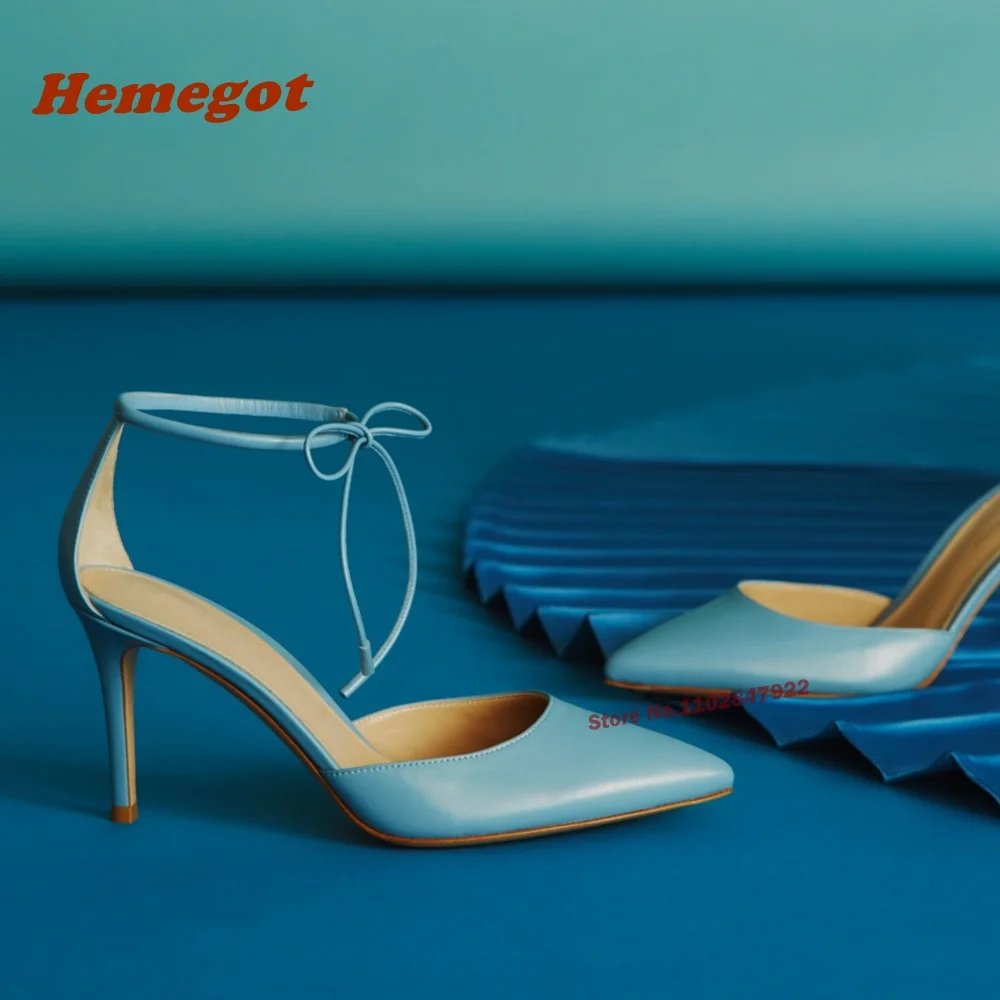Lace Up Soft Pumps Pointed Toe Thin High Heels Ankle Strap Women's Sandals Leather Solid Newest 2026 Summer Luxury Party Shoes