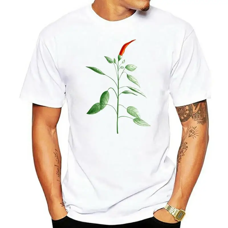 T-Shirts Cotton O-Neck Casual Tee Shirts For Men Little Hot Chili Pepper Plant Printing T Shirt MenFashion Summer Tshirt