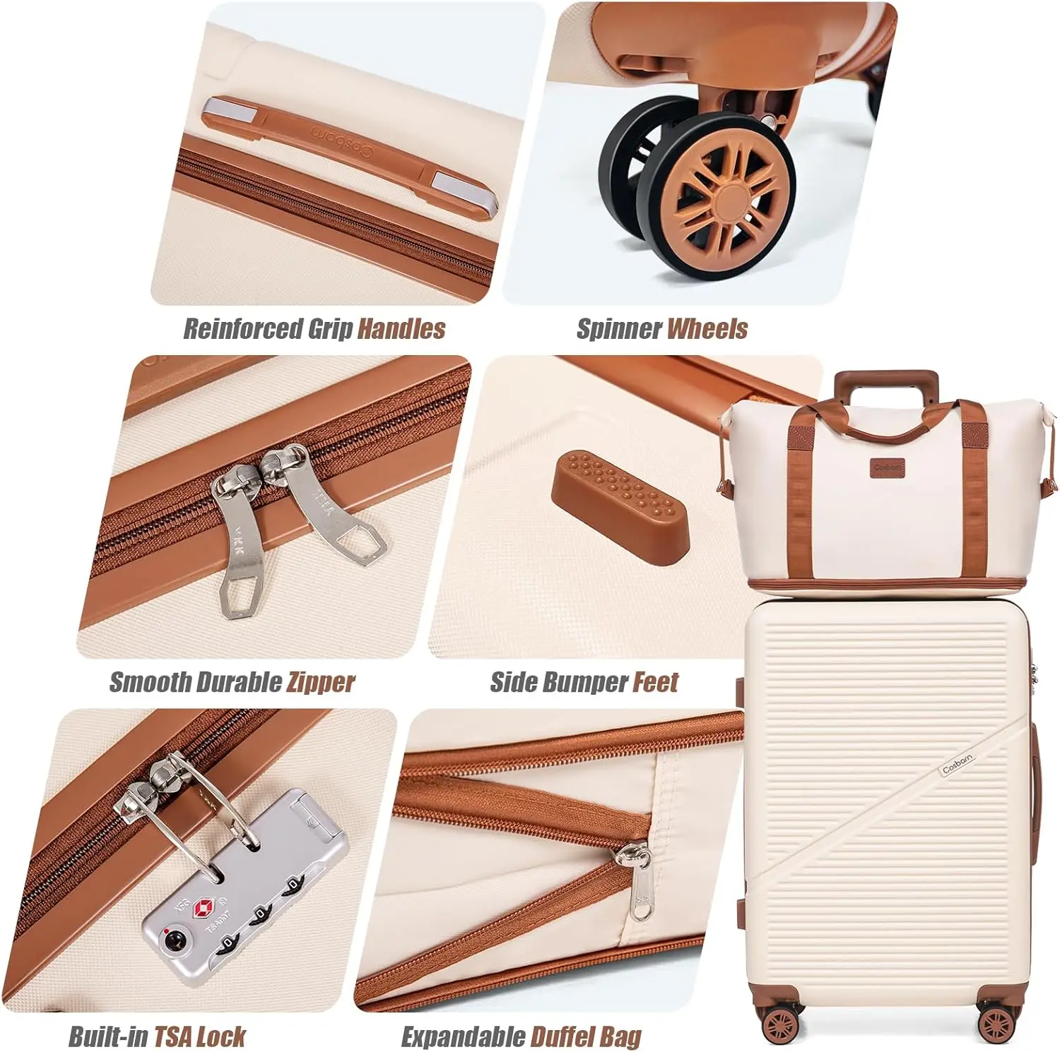 حقيبة حمل خفيفة الوزن ABS مقاس 20 بوصة مع عجلات، معتمدة من شركة الطيران، أمتعة 22 × 14 × 9 للسفر