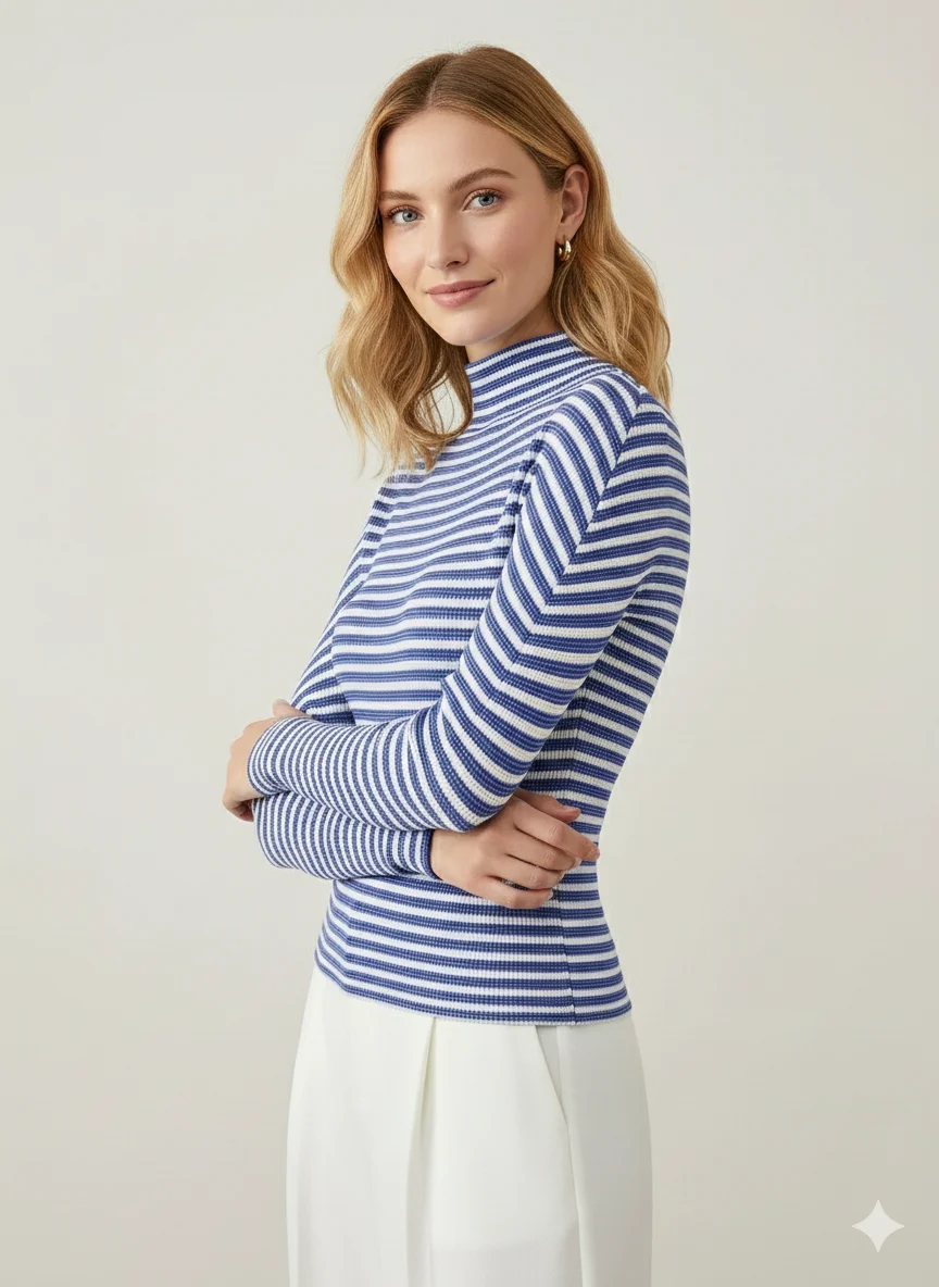 

Miyake Ruffles 2026 New Half-high Neck Spring and Summer Tops Slim Design Women's Unique Ruffles Long-sleeved Bottoming Shirt