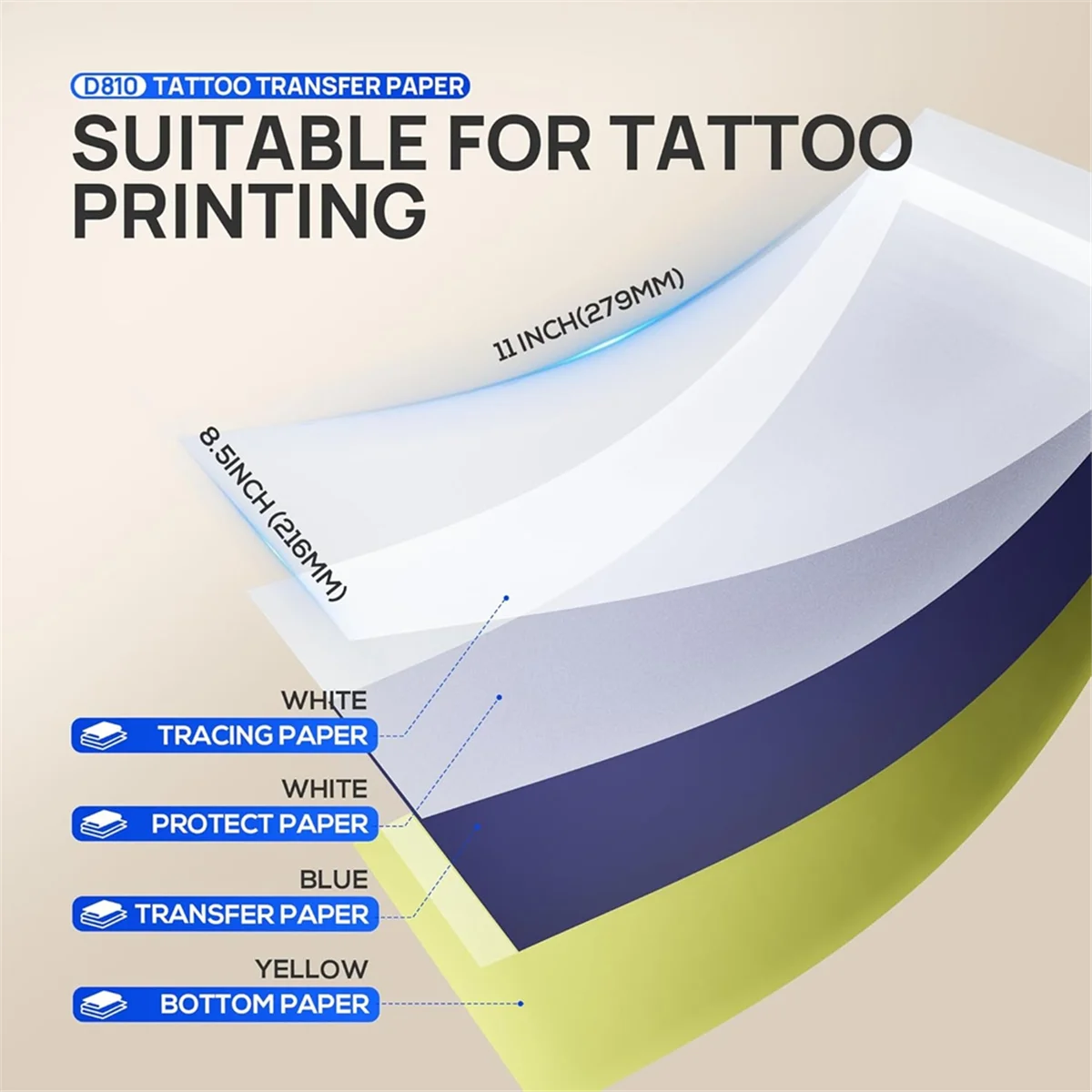 

AA25 , A4 Size Thermal Stencil Paper for Tattoo Transfer Kit - DIY Tattoo Tracing Paper 25 Sheets