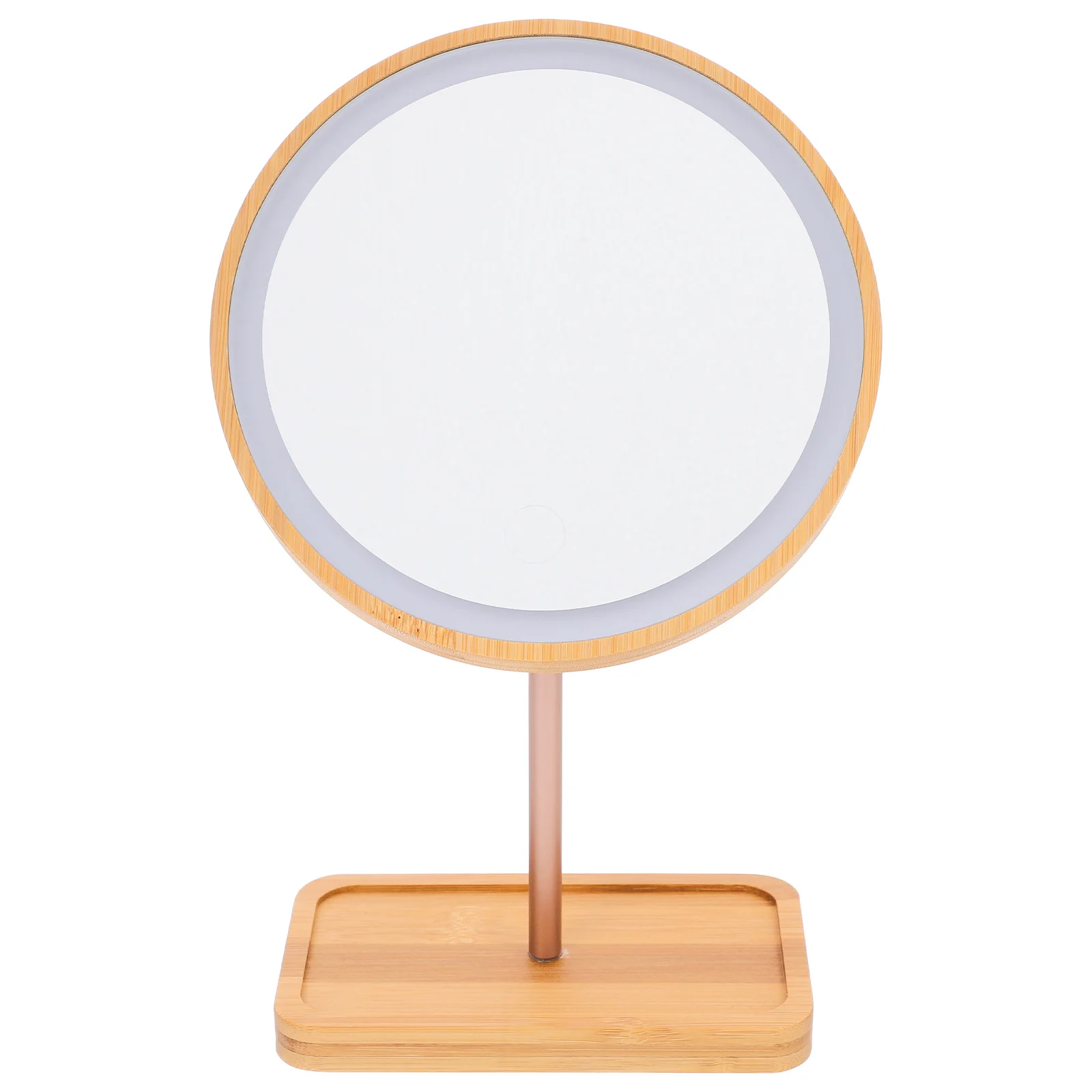 

1Pcs Wooden Tabletop Makeup Mirror LED Lighting Mirror with Tray Vanity Desktop Stand for Bedroom Bathroom