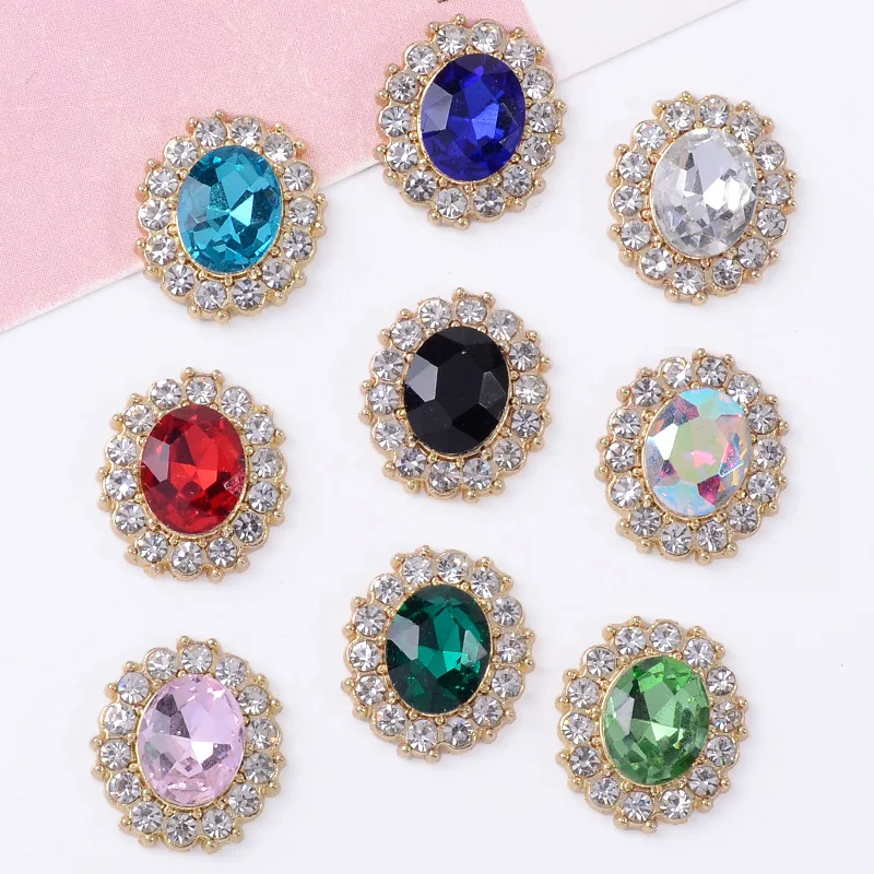 

10PCS Luxury oval full diamond flower disc drill buckle accessories diy handmade silk scarf alloy jewellery decorative accessori