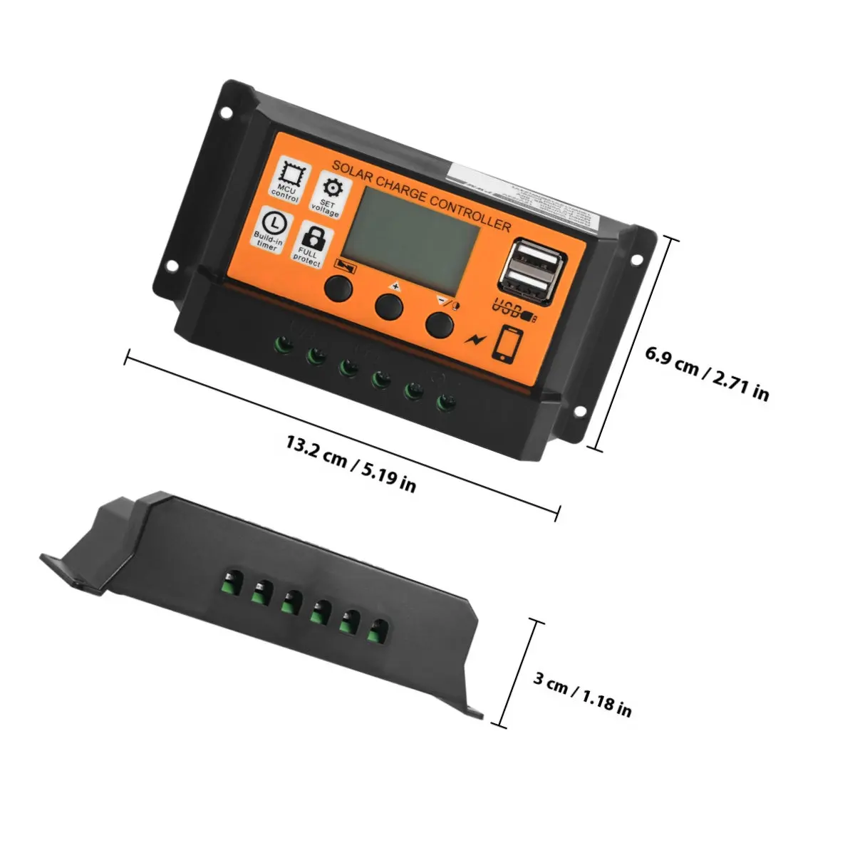 Solar Battery Charge Controller 12V24V 10A Pwm Regulator Light Timing USB Port LCD Display Over Current Short Circuit Anti