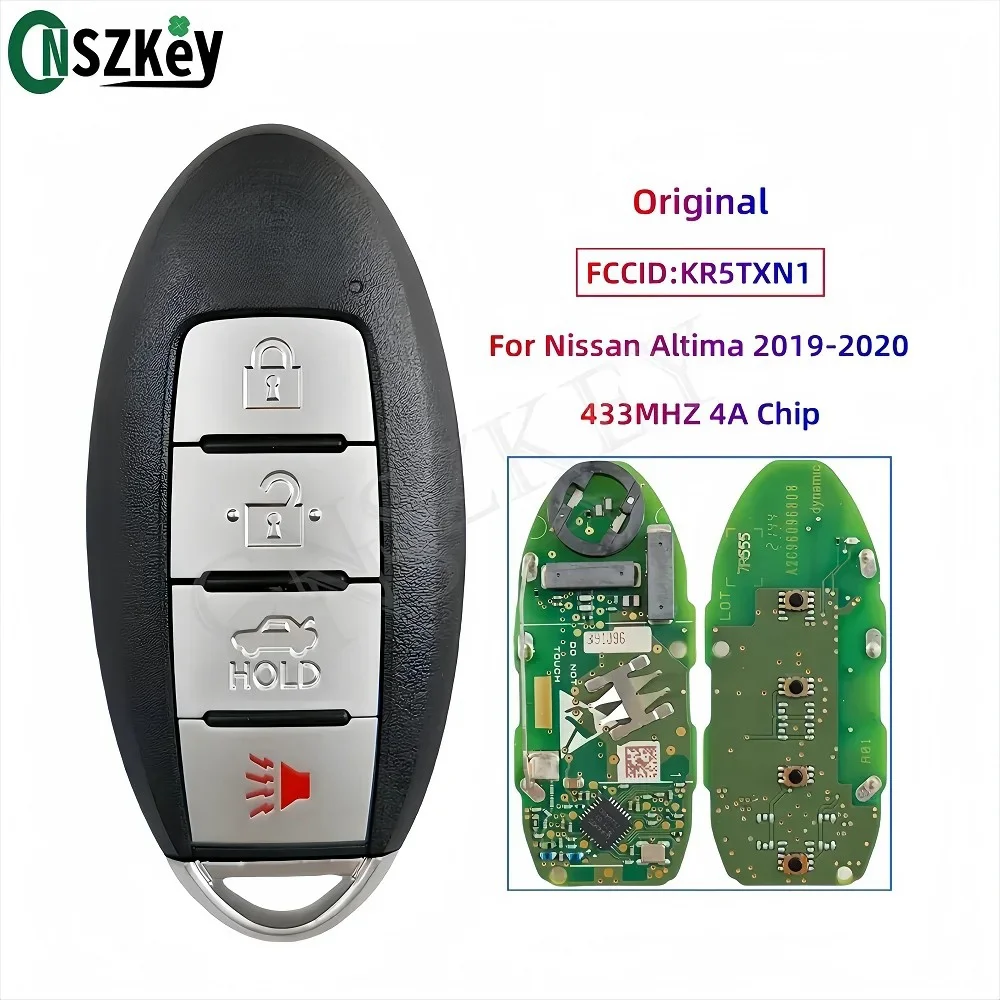 CNSZKey FCCID:KR5TXN1 S180144801 Original Smart Remote Key Fro Nissan Altima 2019-2020 4 Buttons 433MHZ 4AChip With LOGO