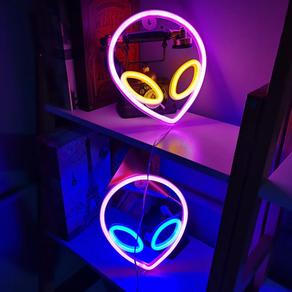 LED Alien Neon Lights Modeling Colorful Lights Hanging Wall Ambient Lights Holiday Party Gaming Room Bedroom Decoration Lights