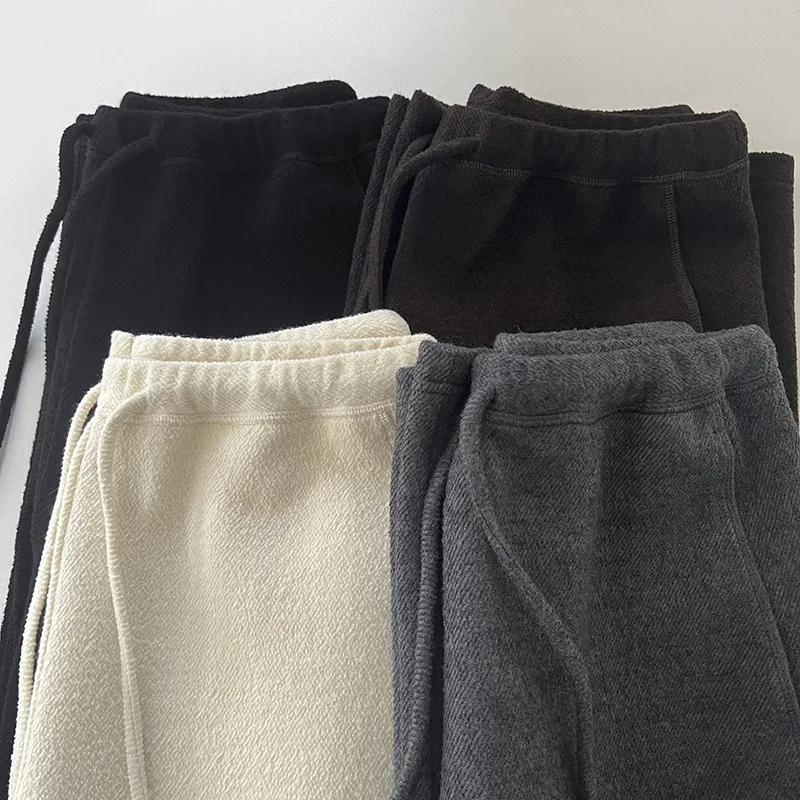 Withered Sheep Wool Tencel Blend Hanging Wide Leg Pants For Warmth And Casual Straight Leg Atmospheric Pants Woman Clothes