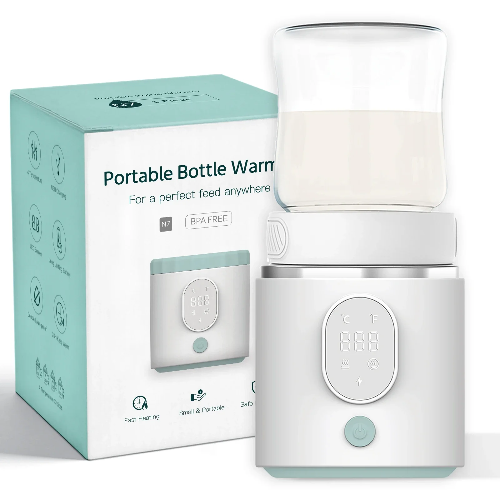 829HOT SELL ODM Factory Portable Wireless USB Rechargeable Baby Bottle Warmer for Travel and Outdoor Use and Easy to Use with US