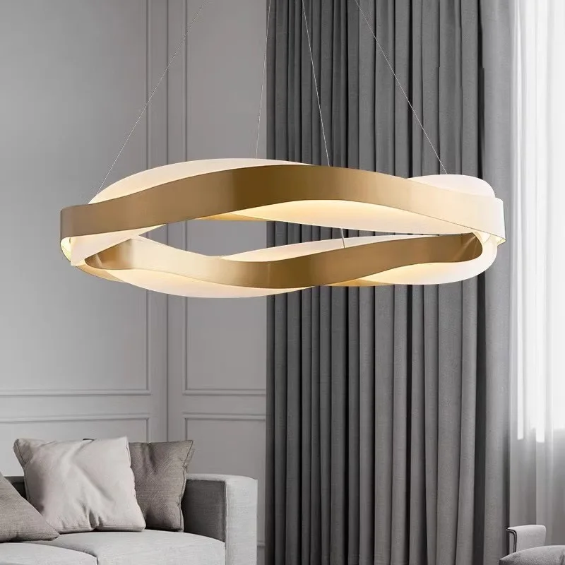 2024 Modern Luxury LED Pendent Lamp For Living Room Bedroom Dining Room Kitchen Hanging Light Round Ring Art Chandelier Lighting