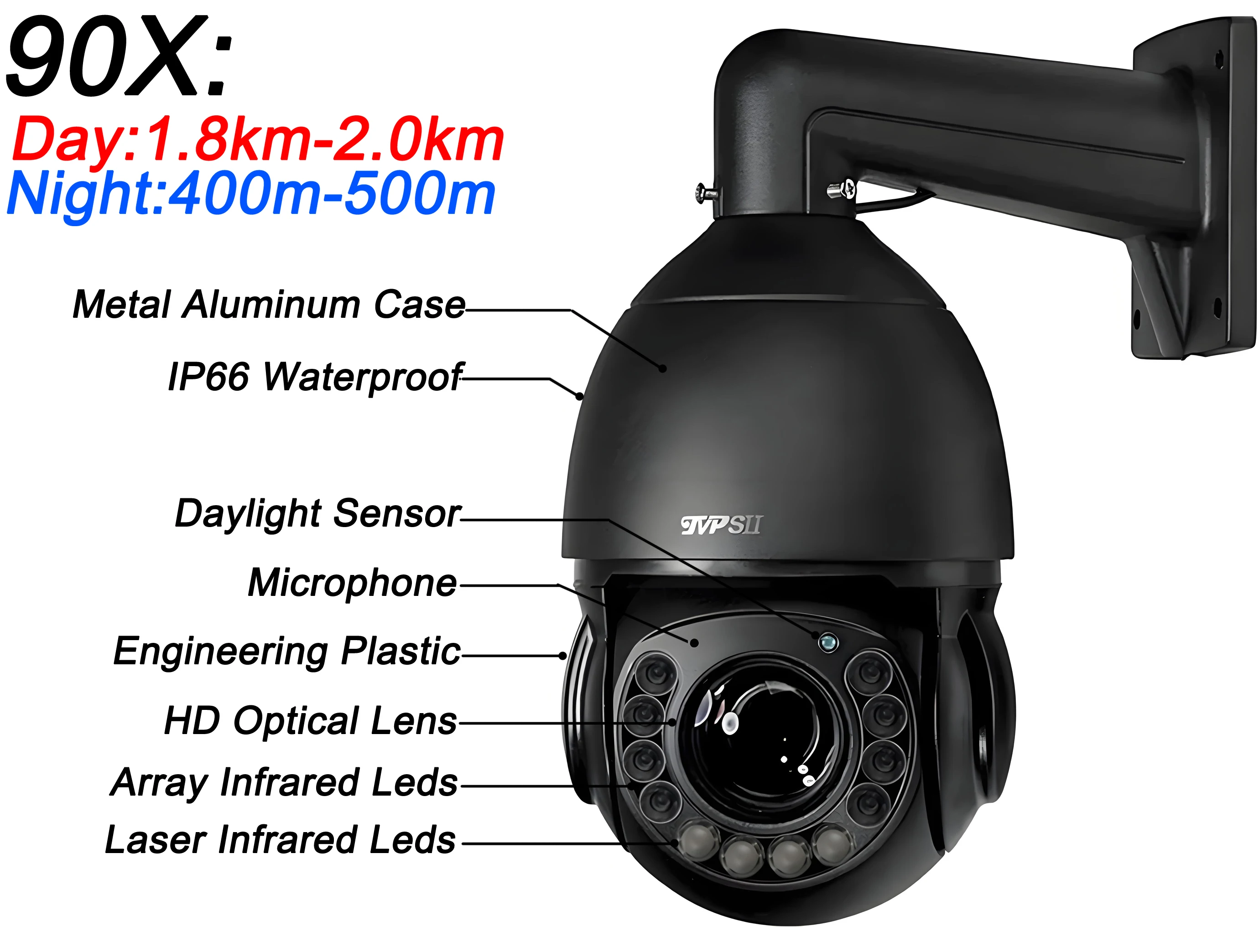 Max.512G Metal Laser Infrared Auto Tracking 8MP 4K 90X Optical Zoom 360° Audio ONVIF POE PTZ Speed Dome Surveillance IP Camera