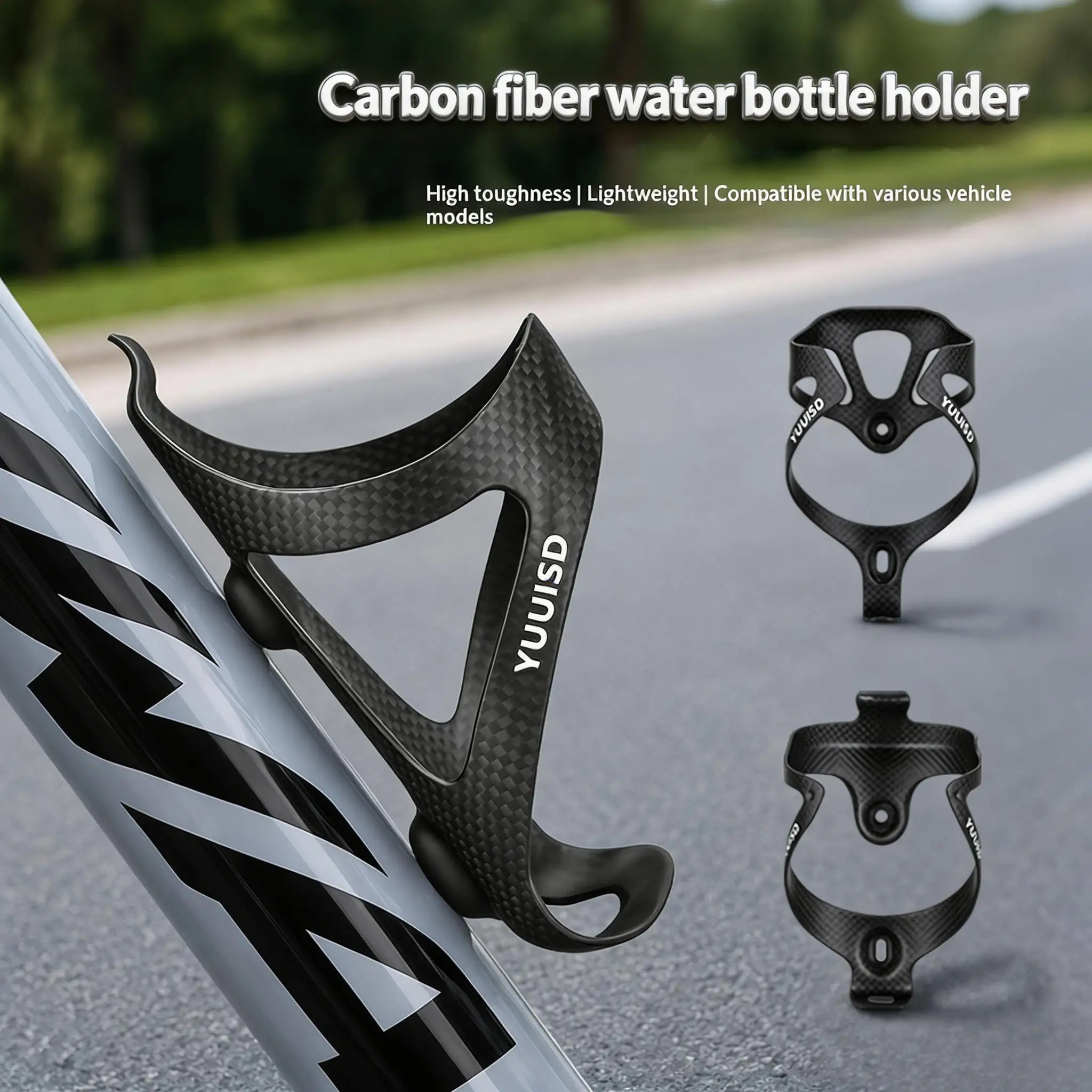 YUUISD Leichter Fahrrad-Flaschenhalter aus Carbon, 20g, MTB-Halterung, Schwarz, Vollcarbon 3K, Matt