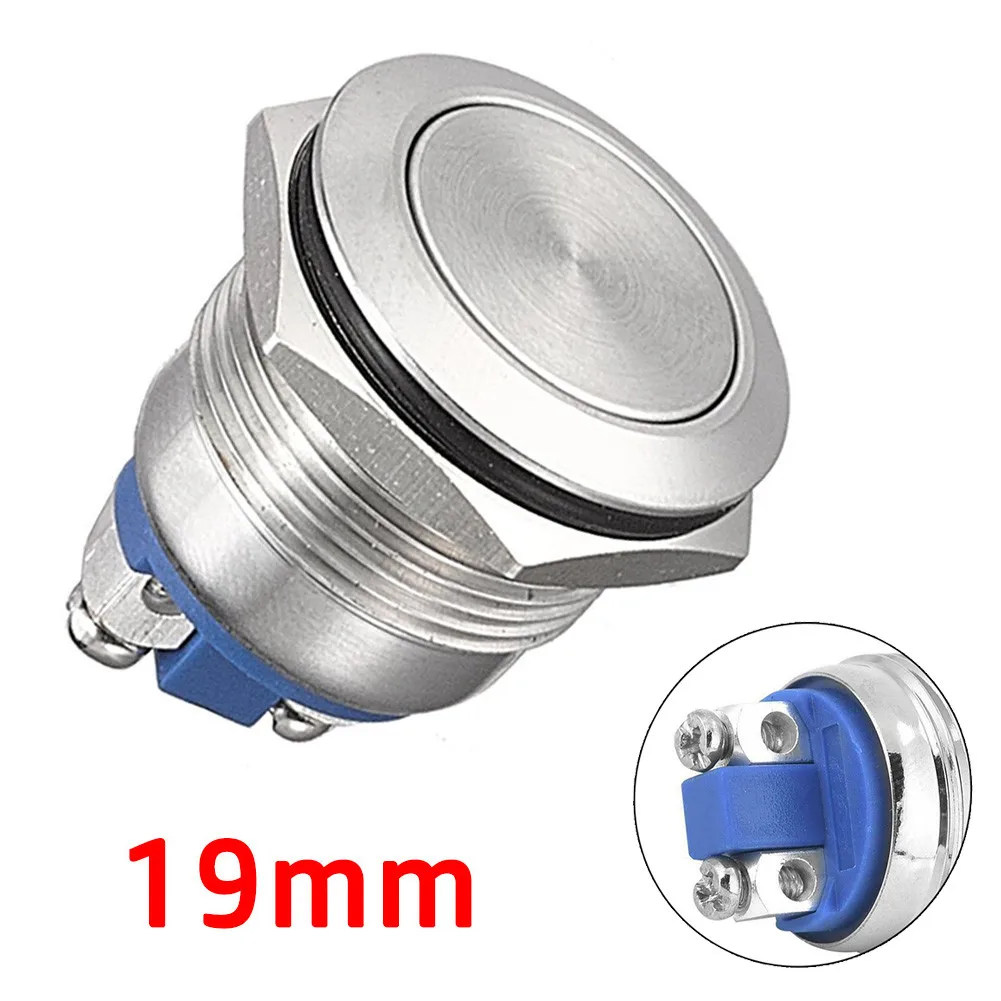 Nickel Plated Copper Boat Horn Starter Switch 19mm Circular Metal Momentary Push Button for Marine Applications