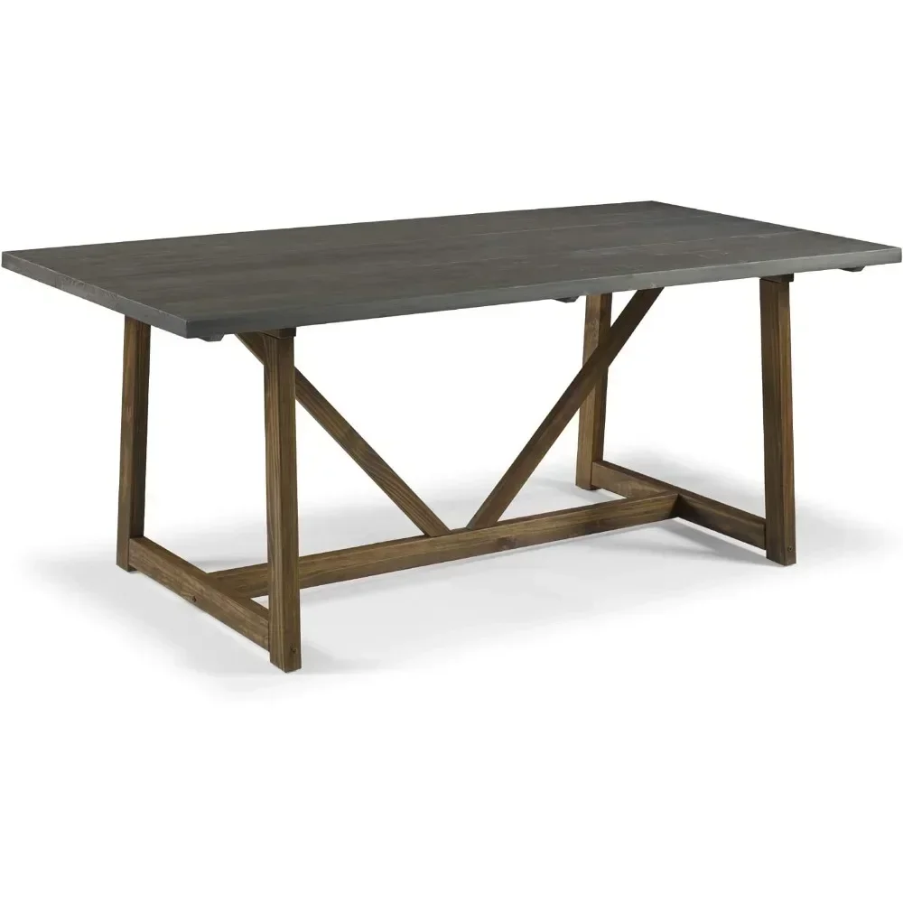 72 Inch Dining Table Modern Farmhouse Small Kitchen Furniture Dining Room Table Wood Grey and Brown Home