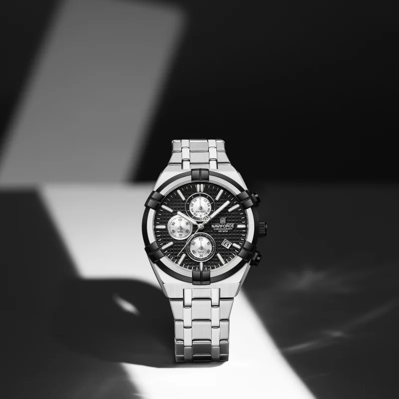 NAVIFORCE Men Quartz Chronograph Watch Waterproof Luminous Date Stainless Steel Casual Business Sport Wristwatch Gifts Box view 5