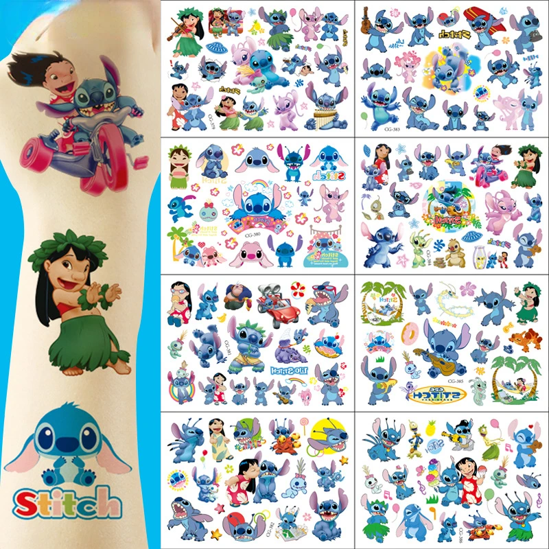 New Interstellar Baby Stitch Cartoon Tattoo Stickers Children Stitch Water Transfer Disposable Tattoo Stickers Toys Kawaii Gift