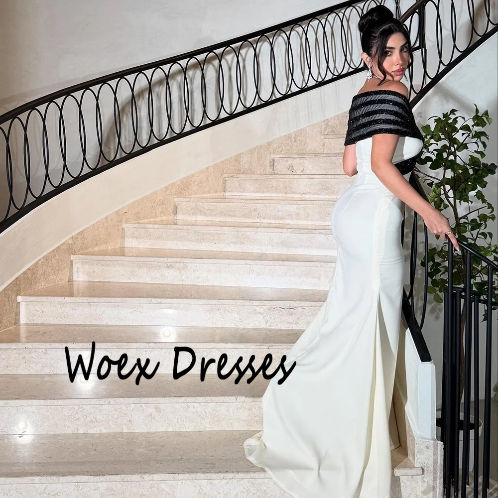 Vestido de noite sereia branco personalizado, cor contrastante, com lantejoulas, trem de varredura, vestido de festa até o chão, vestido de baile