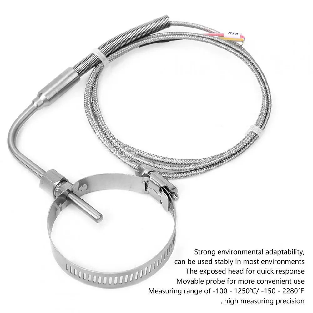 

New Useful Useful New K-type Temperature Sensor 1PCS 80x5mm EGTRight Exposed Type Stainless Steel With 3.3Ft 1M