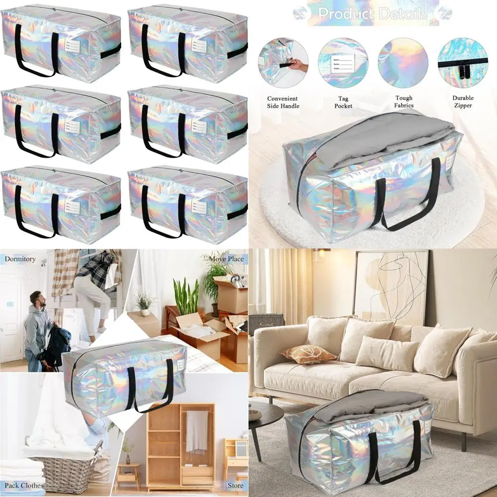 

Extra Large Heavy-Duty Waterproof Moving Bags with Reinforced Handles for Storage and Packing