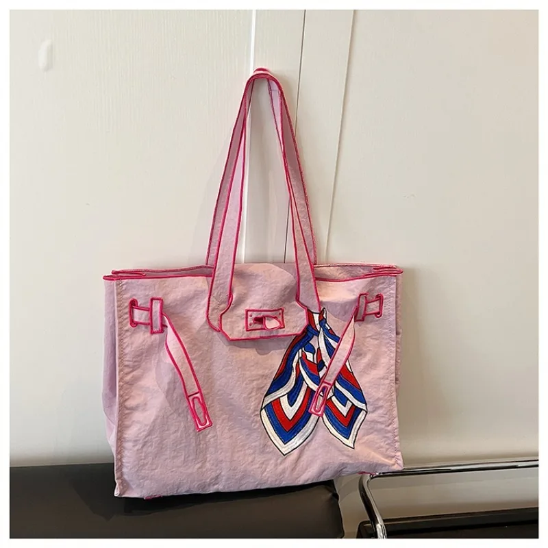New Embroidery Stylish Design Youth Sweet Women's Shoulder Bags 2026 High Quality Creative Large Capacity Sewing Thread Handbags