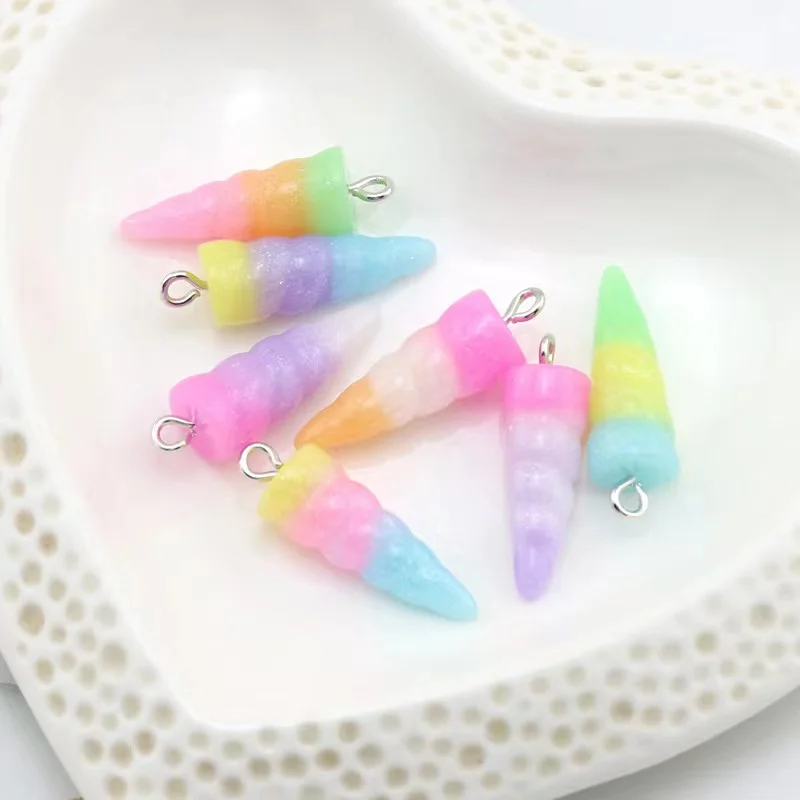 9*24mm 10pc Cute Simulated Unicorn Horn Resin Charms DIY Craft Decoration Jewelry Finding For Making Earring Necklace Accessory