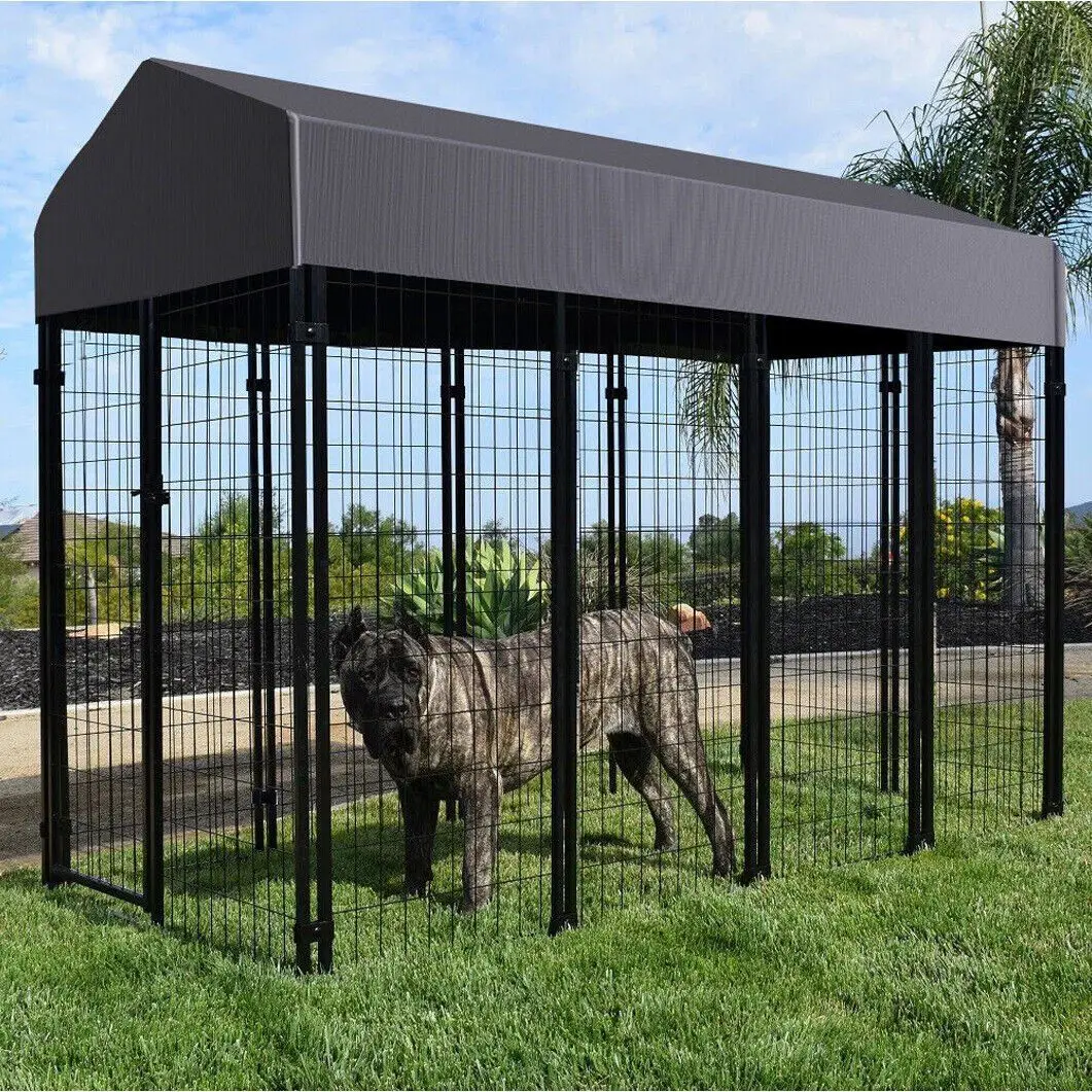 Large dog shed factory direct sales bold thickened steel pipe dog fence sunshade waterproof tarpaulin Oxford dog running cage