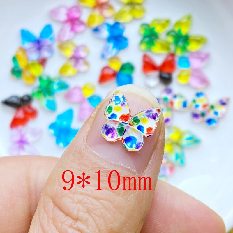 40Pcs New Cute Mini Colorful Butterfly Resin Figurine Crafts Flatback Cabochon Ornament Jewelry Making Hairwear Accessories