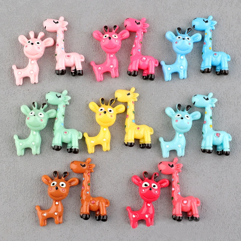 10pcs Resin Giraffe And Fawn Charms Animal Flatback Kawaii Cabochon Jewelry Making Resin Craft Gift Figure Model Mold Miniature