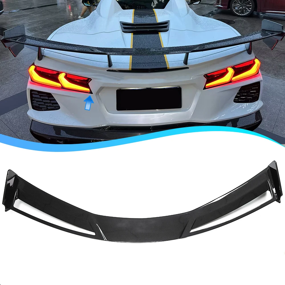 for Corvette C8 2020+ High Wing Spoiler Big Rear Spoiler Lid Dry Carbon Fiber Spoiler Car Exterior Accessories