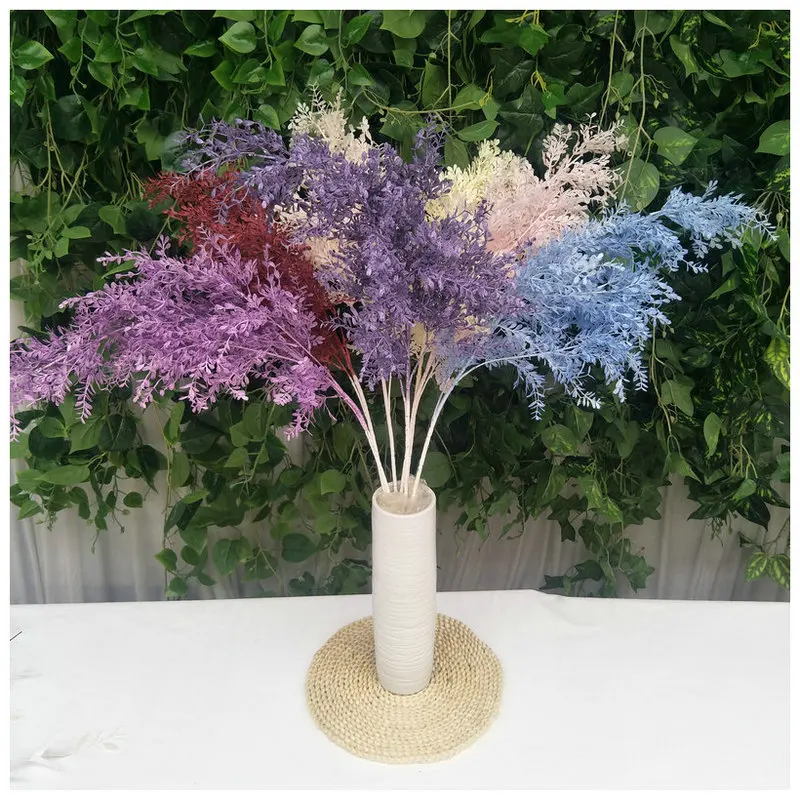 100CM 6-pronged Artificial Rime Grass Mist Flower DIY Bouquet Accessories for Wedding Phoenix Tail Grass Decoration with Flowers