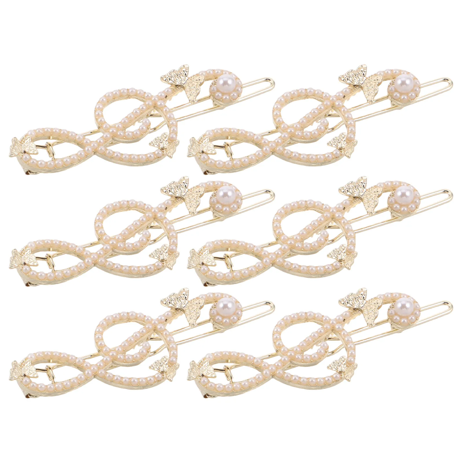 

6Pcs Butterfly Pearl Hair Clips Music Note Barrettes Faux Pearl Bobby Pins Non Slip Bangs Hairpin Wedding Party Concert