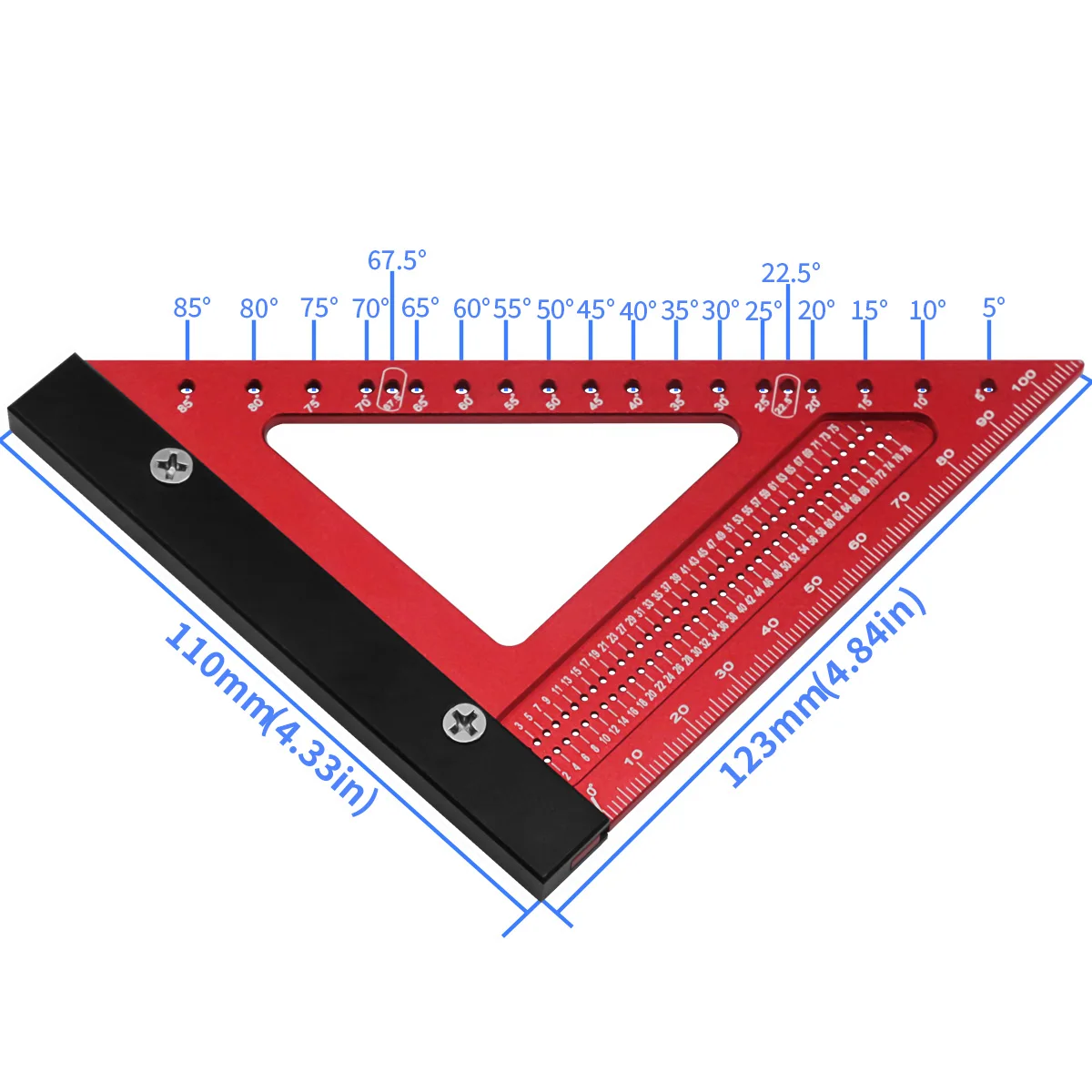 Aluminum Alloy Metric Woodworking Triangle Ruler Carpenters Square Hole Positioning Measuring Ruler Woodworking tools