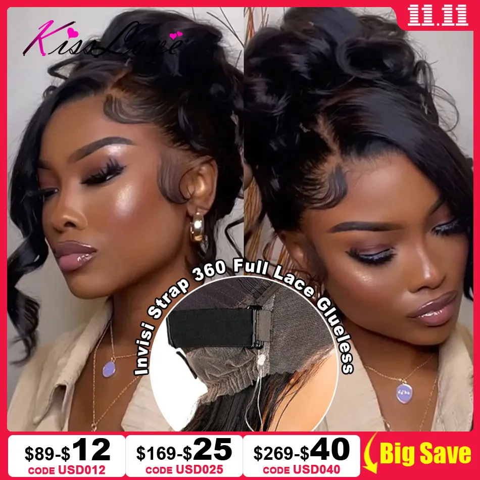 Body Wave Invisi Strap Snug Fit 360 Full Lace Wig Pre-Everything HD Transparent Lace Frontal Wig Glueless Human Hair Ready To Go