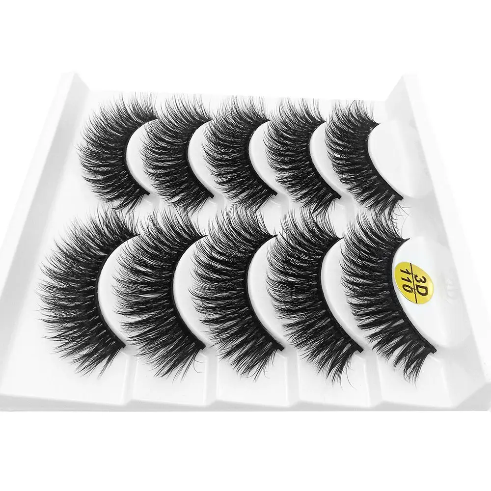 SKONHED 5 Pairs Woman Fluffy Wispy Flared False Eyelashes Eye Lash Extension 3D Faux Mink Hair Crisscross