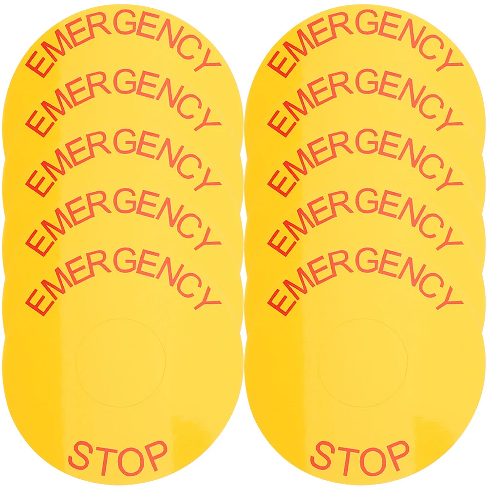 10 Pcs Emergency Stop Sign Stickers Decals Detachable Machinery Signs Equipment Warning