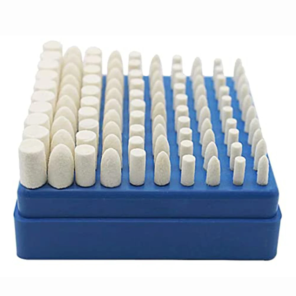 

100Pcs Wool Felt Polishing Head Tool Buffing Wheel For Dremel Rotary Tool With 3mm Shank Mandrel Grinding Head Polishing Kits