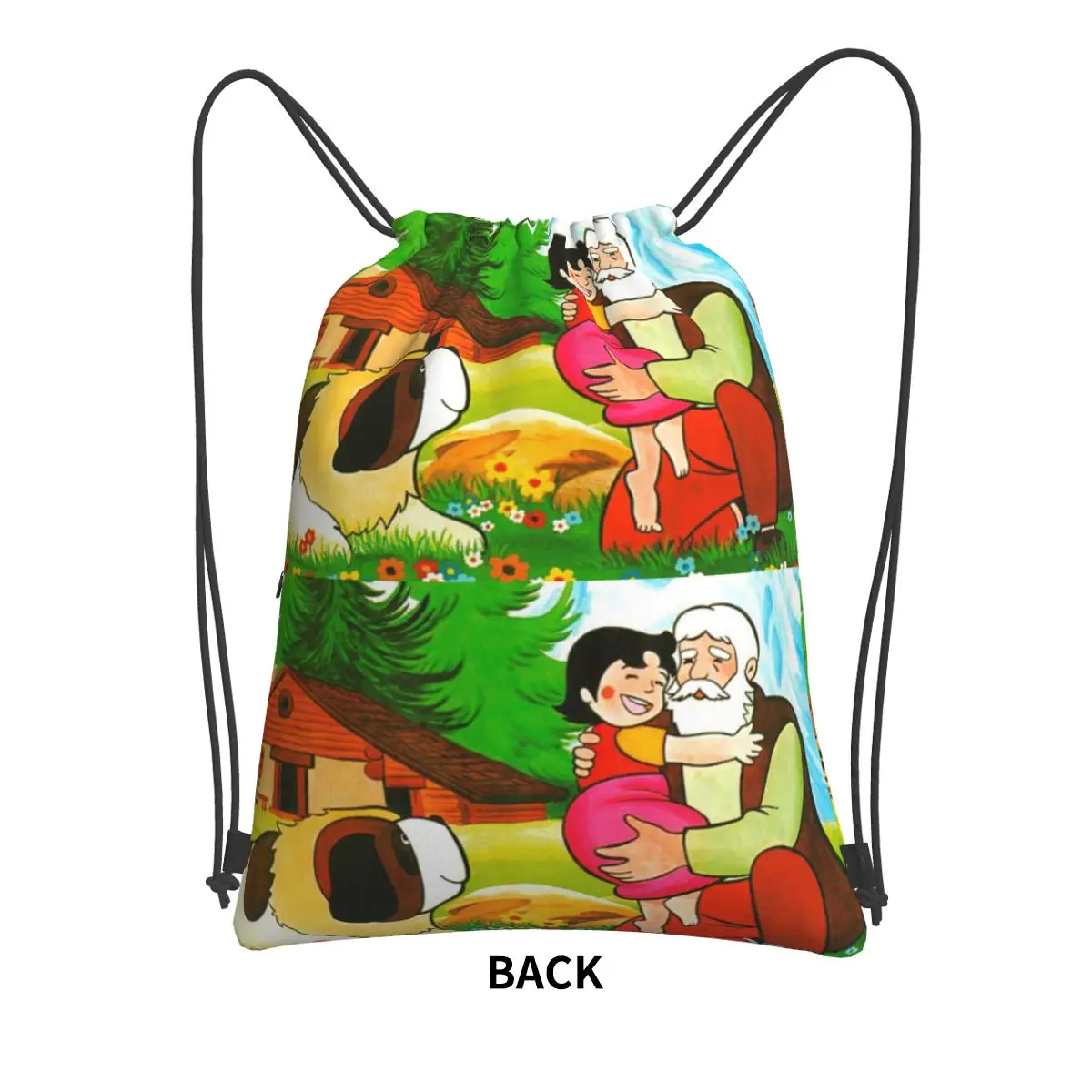 Heidi Peter And Grandpa Alps Cartoon Backpacks Fashion Drawstring Bags Sports Bag Book Bags for Travel Students