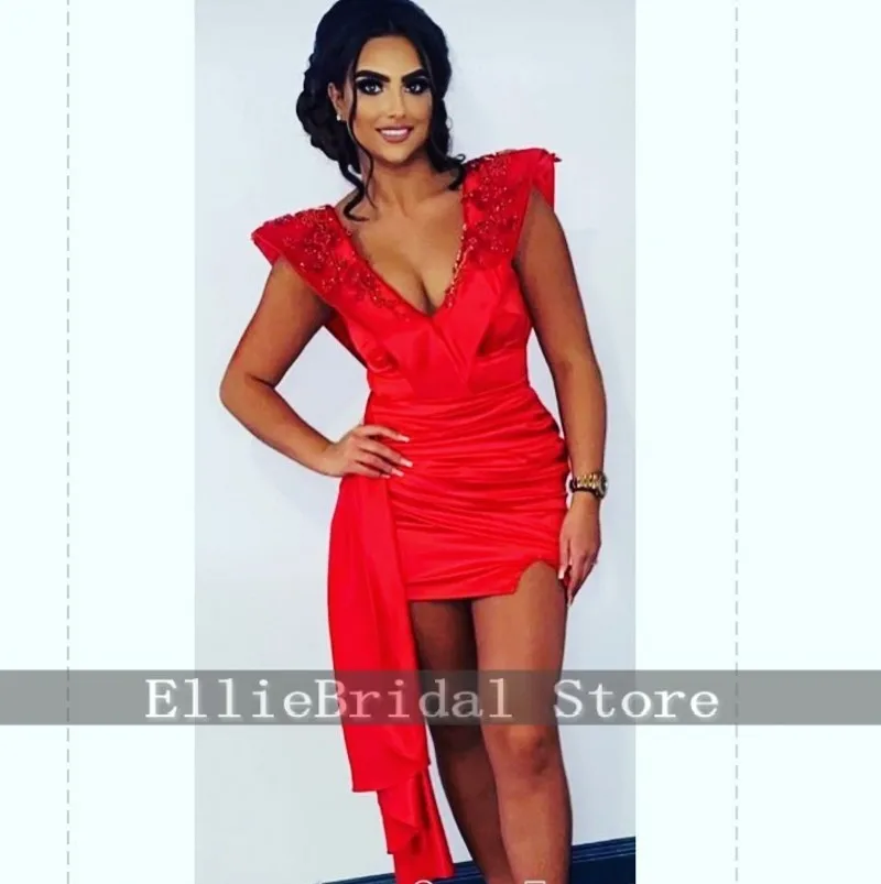 

Красное элегантное мини-платье для выпускного вечера с оборками и аппликациями для нигерийских девушек, коктейльные платья для выпускного бала 2026 года, на заказ