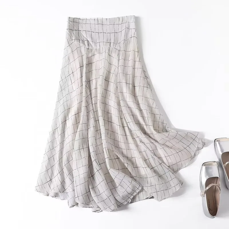 

TRAFZR High Waist Skirt Harajuku Y2k Skirts for Women Vintage Bohemian Fashion Women's Mini Layered White Elegant Midi Summer