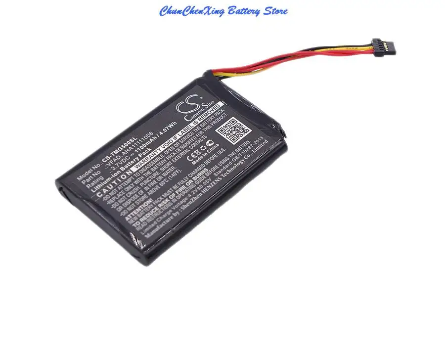 1100mAh Battery AHA11111008, VFAD for TomTom 4FL50, 4FL60, Go 5000, GO 5100, Go 6000, GO 6100, PRO TRUCK 5250