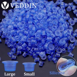 1000/100PCS Soft Silicone Tattoo Ink Cups Pigment Caps Blue Permanent Tattoo Makeup Eyebrow Pigment Container Tattoo Accessories