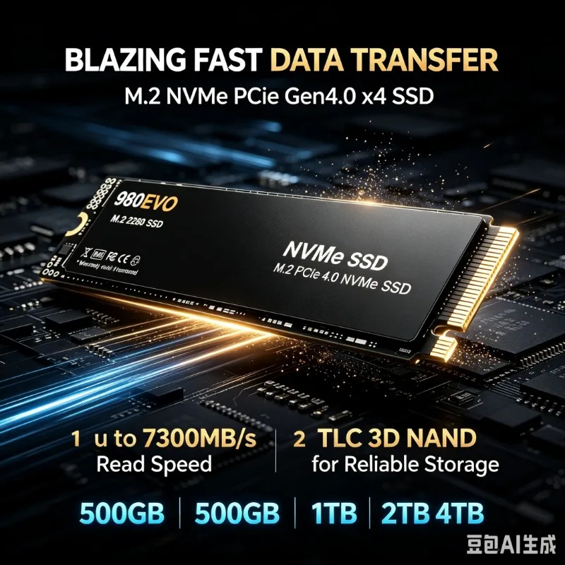 980 EVO M.2 NVMe SSD 7300MB/s TLC 3D NAND 2280 Internal Solid State Drive 500GB‑4TB For PS5 Gaming Desktop Laptop PC Storage