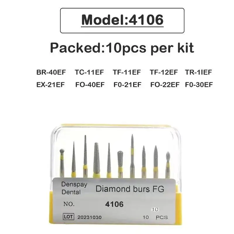 10 buah/lot bor bor bor berlian gigi 39 ukuran 1.6mm untuk bagian tangan kecepatan tinggi alat gerinda kedokteran gigi