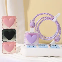 Cable Protector Mobile Phone Charger Cover Cartoon Cute Hear Charger Case for Apple Iphone 18/20w Power Adapter Cord Organizer