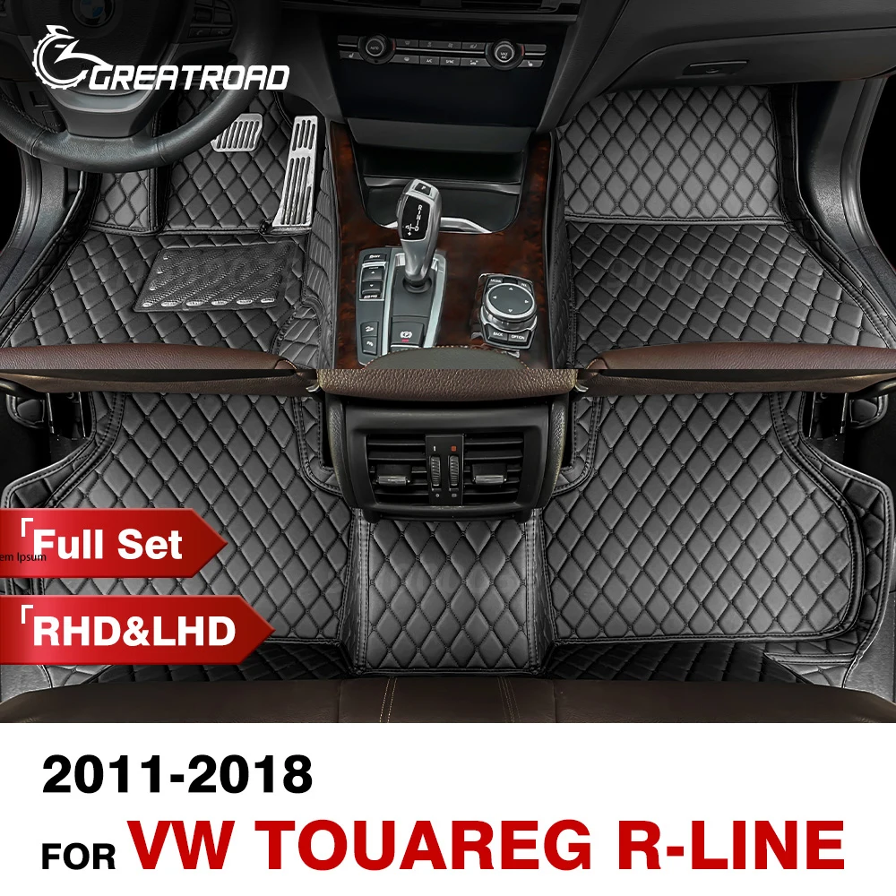 Car Floor Mats For VW Volkswagen Touareg R-Line 2011 12 13 14 2015 2016 2017 2018 Custom Auto Foot Pads Interior Accessories