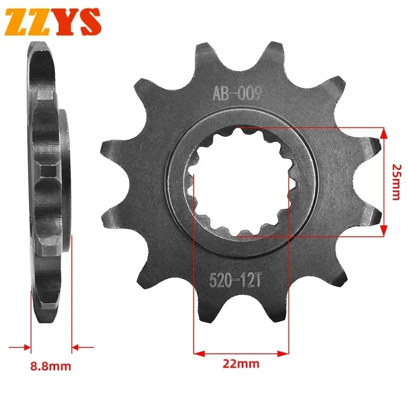 

520 12T 12 Tooth Front Sprocket Gear Staring Wheel Cam For Betamotor 390 RR 2015-2021 390 RR-S 2018-2020 19 390RR RR-S390 RR390