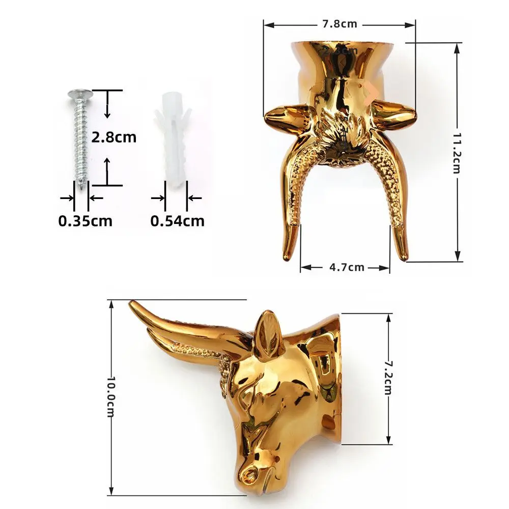 Luxurious Golden Bull Head Shaped Guitar Holder Wall Mount Hook Bass Ukulele Support Stand Home Decorative Rack Storage Support