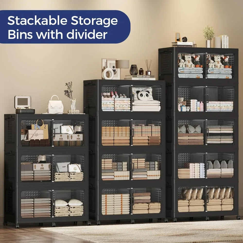 صناديق تخزين كبيرة جدًا سعة 200 جالون مع أغطية، ومنظمات وأدراج خزانة سعة 800 لترًا، وصناديق تخزين قابلة للطي على Wh